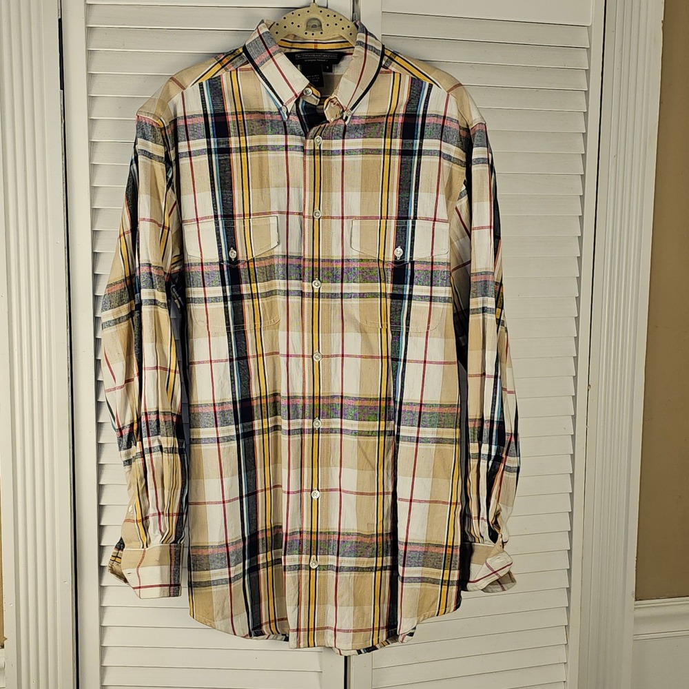 J Peterman Company Mens Plaid Long‎ Sleeve Button Down Shirt Small